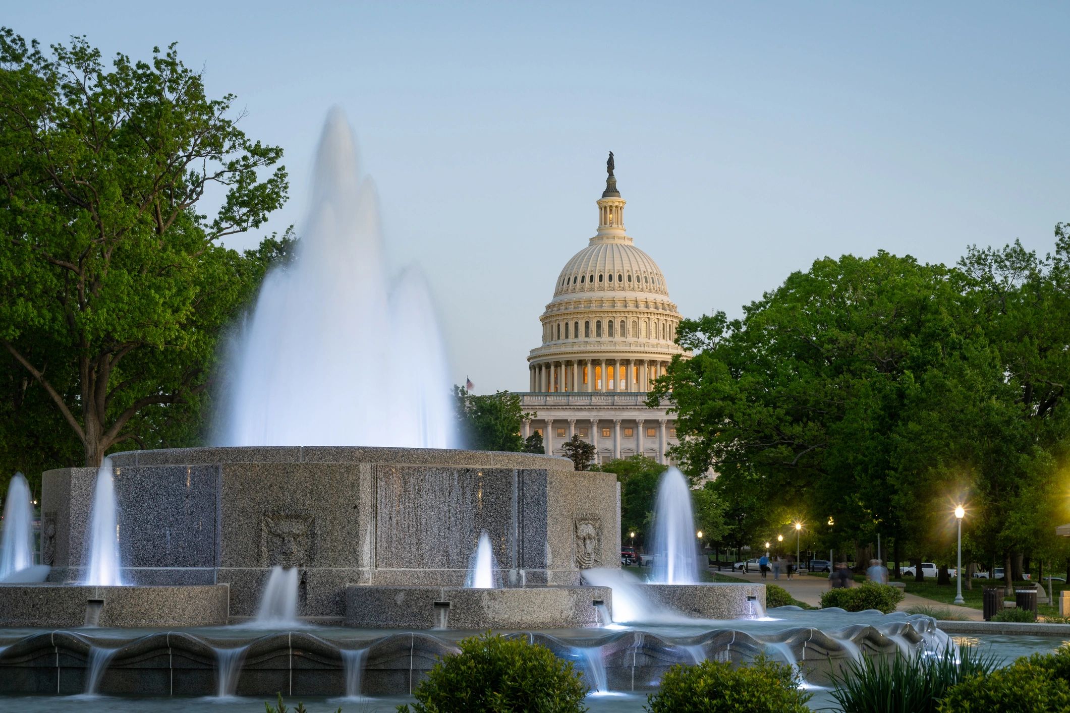 The U.S. Capitol building at dusk