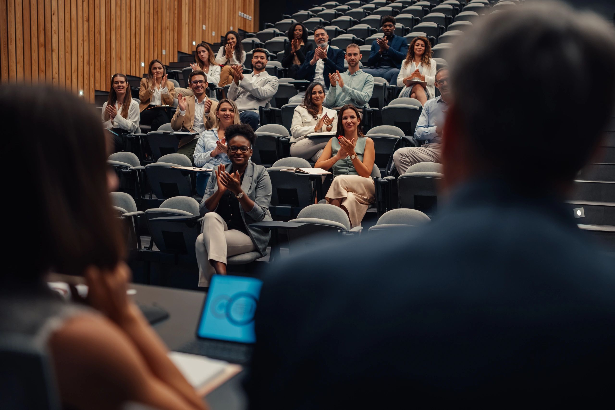 Community members at a town hall meeting